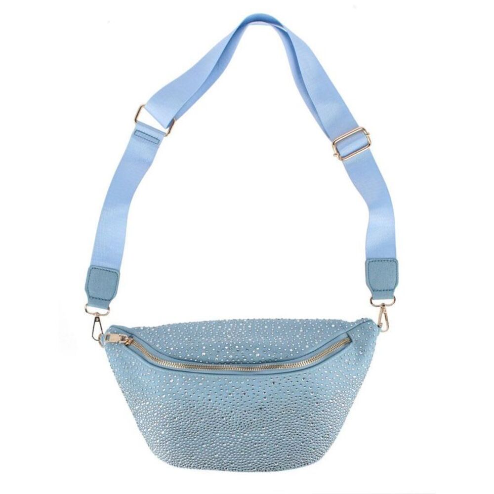 CTM Women's Rhinestine Studded Fanny Pack